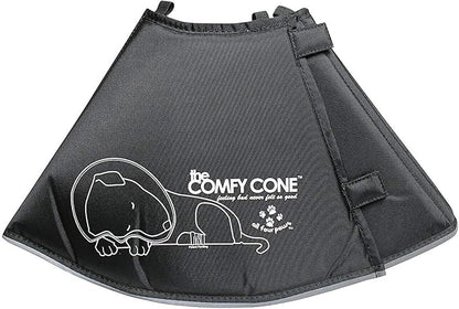All Four Paws Comfy Cone Pet Cone for Dogs, Cats, Small-Long, Black - Comfortable Soft Dog Cone Collar Alternative for After Surgery, Wound Care, Spay, Neuter - Dog and Cat Recovery Collar