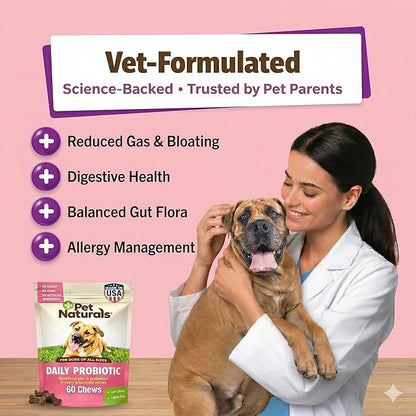 Pet Naturals Daily Probiotic Soft Chews for Dogs, Digestive and Immune Support Supplement, 1 Billion CFU Per Chew, Duck, 60 Count