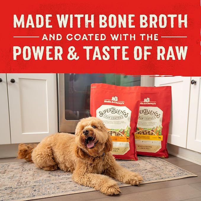Stella & Chewy's SuperBlends Raw Coated Wholesome Grains Grass-Fed Beef, Beef Liver & Lamb Recipe with Superfoods, 3.5 lb. Bag