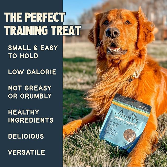 Jiminy's Chewy Training Treats for Dogs, Low Calorie, Hypoallergenic Insect Protein, Made in USA, 6oz, Peanut Butter & Cranberry (Pack of 1)