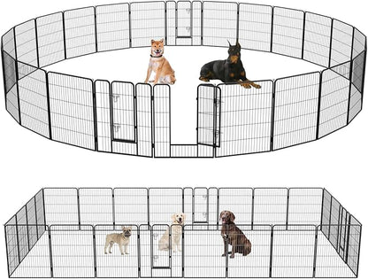 FDW Dog Playpen Dog Pen Dog Kennel 24 Panels 40 Inch Hight Indoor Outdoor Folding Metal Portable Puppy Exercise Pen Heavy Duty Dog Fence for Yard Camping,Black