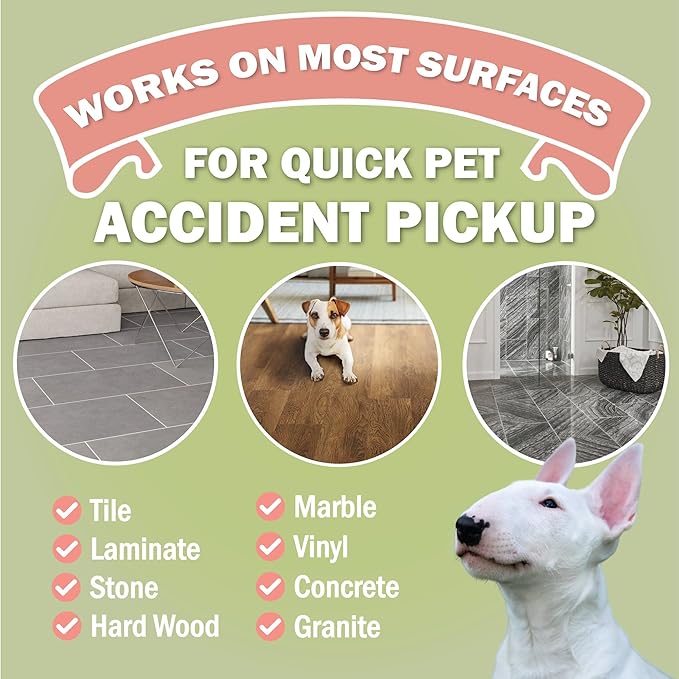 Sprinkle & Sweep: Pet Mess & Odor Cleanup Duo - 15oz Bag & Dustpan Broom - Dog Accident Clumping Powder, Remove Urine-Poop-Vomit from Hard Services