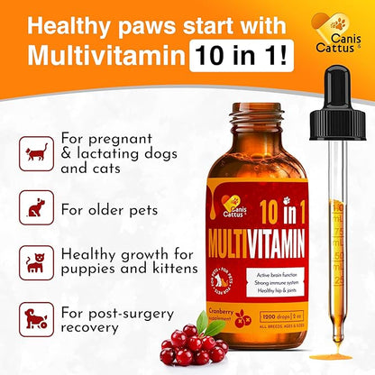 Dog UTI Treatment – Liquid Cat & Dog Vitamins – Bundle Multivitamin + UTI+ with Turkey Flavor for All Pets – Promotes Bladder & Kidney Care – Full of Vitamins C, B, D – No GMO – Bottle Set x 2 oz