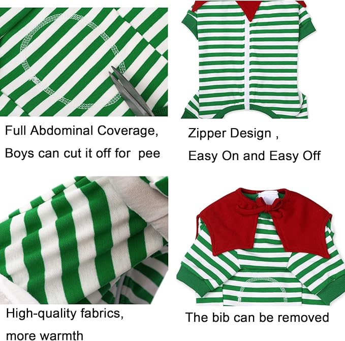 Striped Dog Surgery Recovery Suit Female Male,Puppy Dogs Onesie Cats Long Sleeve Bodysuit After Surgery Neuter for Abdominal Wounds Protective(with Bib)