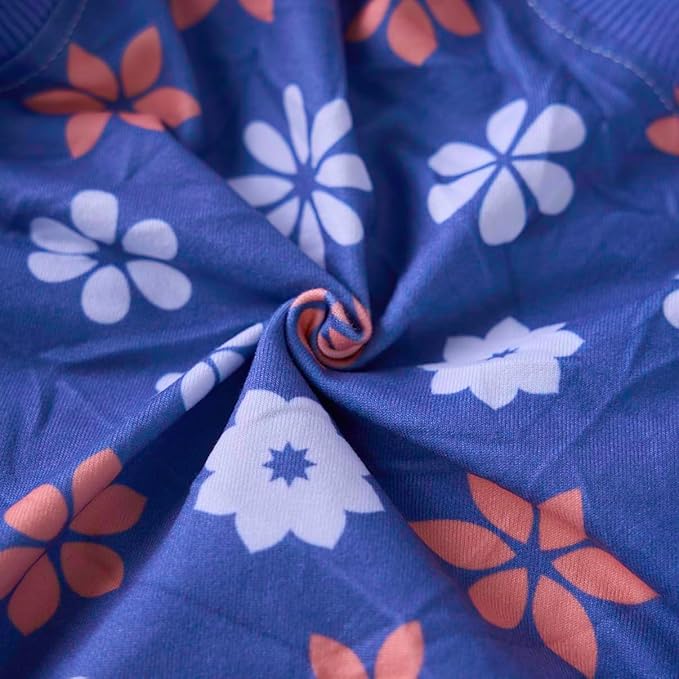 PetWarm Surgery Suit for Dogs Female, Bodysuit for Abdominal Affected Areas Sensitive Skin Areas, Dog Abdominal Affected Areas Bandages Substitute E-Collar and Cone, Flower Pattern, Blue, XL