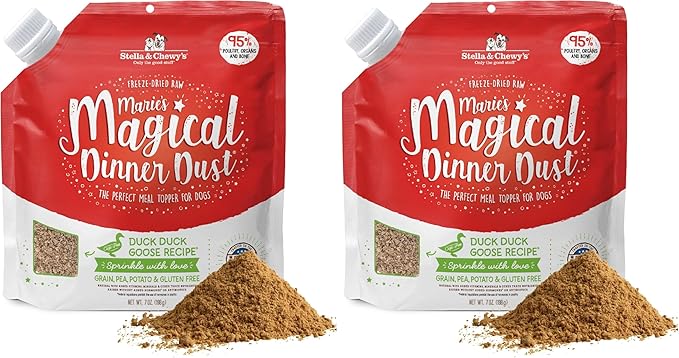 Stella & Chewy's Freeze-Dried Raw Marie's Magical Dinner Dust - Premium Duck & Turkey Dog Food Topper with Organic Fruits-& Vegetables - Perfect for Picky Eaters - 7oz,(Pack of 2)