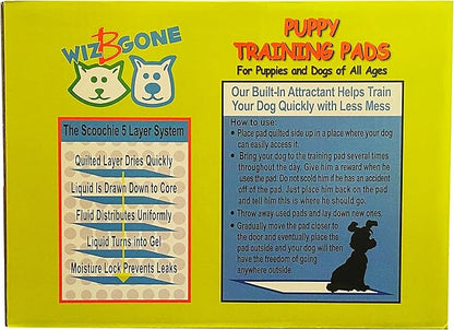 Scoochie Pets Large Dog Training Pads - 100 Pack Puppy Pads, 22 x 22 Absorbent Sheets for Adult & Young Pets - Convenient Box of Leak-Proof Pee Pads for Dogs, Ideal for Home & Travel
