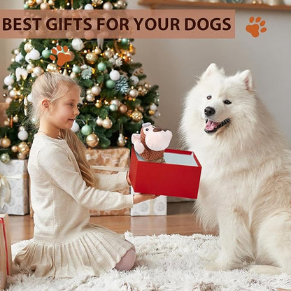 Letsmeet Squeaky Dog Toy with Crinkle Paper, Pull Interactive Plush Chew Toy for Puppies, Small, Medium, Large Dogs - Great for Tug of War and Teeth Cleaning