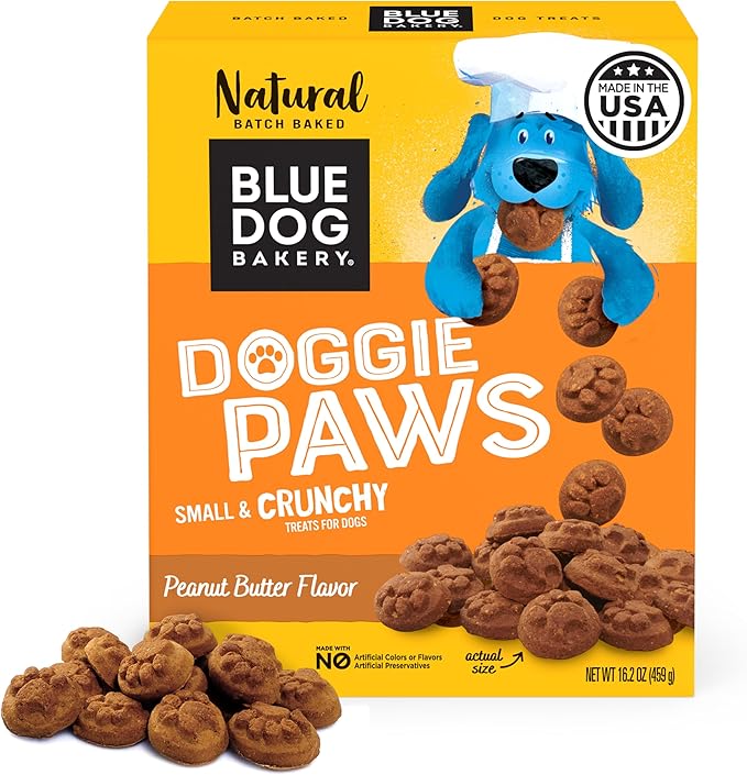 Blue Dog Bakery Natural Dog Treats, Doggie Paws, Peanut Butter Flavor, 16.2oz (1 Count)