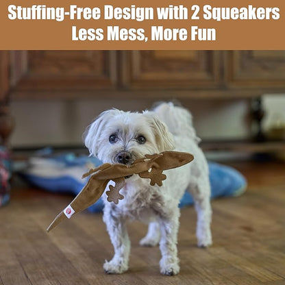 SPOT Skinneeez Leather Lizard – 15" Stuffing-Free Dog Toy with Real Leather & 2 Squeakers, Chew & Toss Toy for Small & Medium Dogs, Best for Light to Moderate Chewers