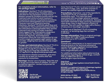 NexGard Plus (afoxolaner, moxidectin, and pyrantel) Flea and Tick Protection & Heartworm Preventive for Dogs Soft Beef Flavored Chewables, 8.1-17 lbs. (Green) 3 Chews (3 Month Supply)