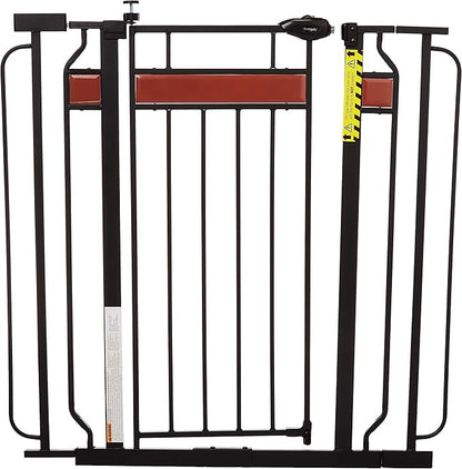 Regalo Safety 37" Extra Tall Baby Gate for Doorways & Bottom of Stairs, Wood Accent Pressure Mounted Gate with Door for Babies, Toddlers & Pets, Tested & Safe for 30 Years, American Designed and Owned