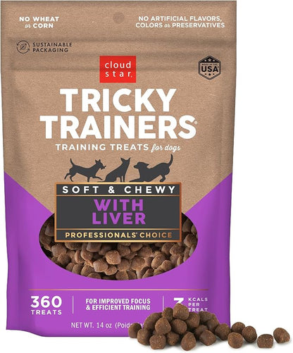Cloud Star Tricky Trainers Soft & Chewy Dog Treats, Liver, 14 oz. Pouch