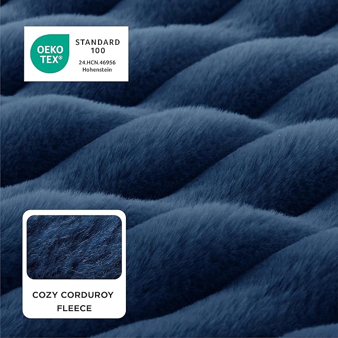 Bedsure ComfyFleece™ Orthopedic Dog Beds for Extra Large Dogs, Waterproof Memory Foam XL Pet Bed with Sides, Non-Slip and Egg-Crate Foam Big Dog Couch Sofa with Washable Corduroy Cover, Blue