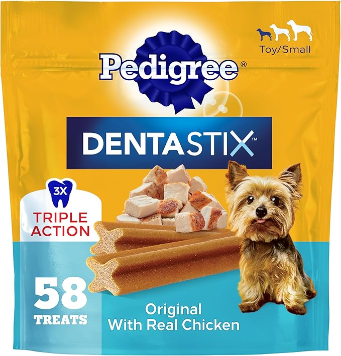 Pedigree Dentastix Dental Chews for Dogs, Small and Toy Breed Dog Treats, Original Flavor, 14 oz. Bag (58 Treats Total)