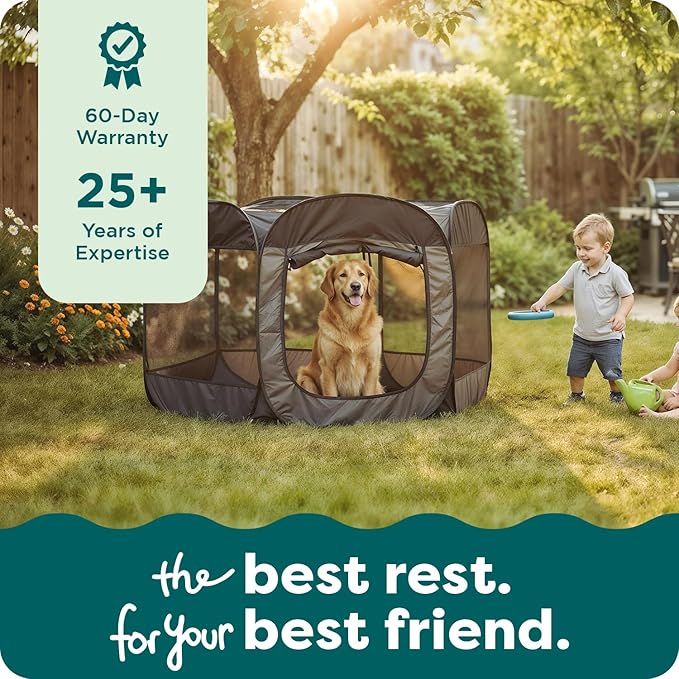 FurHaven Portable Pet Playpen for Dogs & Cats, Foldable Indoor Kitten Playpen with Mesh Sides, Pop Up Travel Dog Pen, Medium, Gray Pebbles