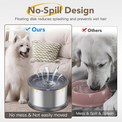 4.5L/1.2Gal Dog Water Bowl, No Spill Stainless Steel Slow Water Bowl for Medium Large Dogs, Large Capacity Splash Proof Slow Drinking Water Bowls with Anti-Slip Mat for Mess Drinkers, Gray