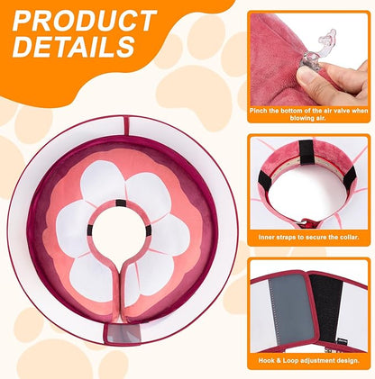 Inflatable Dog Cone Collar for Large Medium Small Dogs, Soft Dog Donut Collar Adjustable Recovery Cone for Pets After Surgery, Extra Enhanced Anti-Licking Guard Shield (Mangosteen, X-Large)
