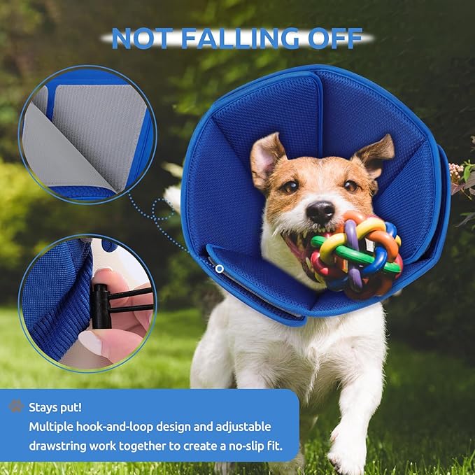 Dog Cone Collar - Soft Elizabethan Collar for Dogs After Surgery, Comfy Cone for Dogs to Stop Licking, Adjustable Dog Cone Alternative for Wound Healing (Navy XL)