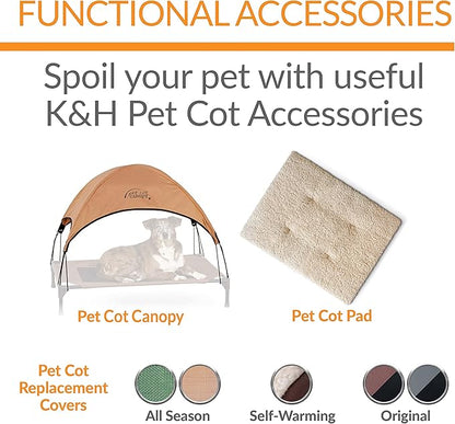 K&H Pet Products Bolster Dog Cot, Cooling Indoor Outdoor Elevated Cot Hammock Dog Bed with Removable Washable Bolsters, Washable Mesh Cover, Raised Metal Frame - Medium 32 X 25in Charcoal