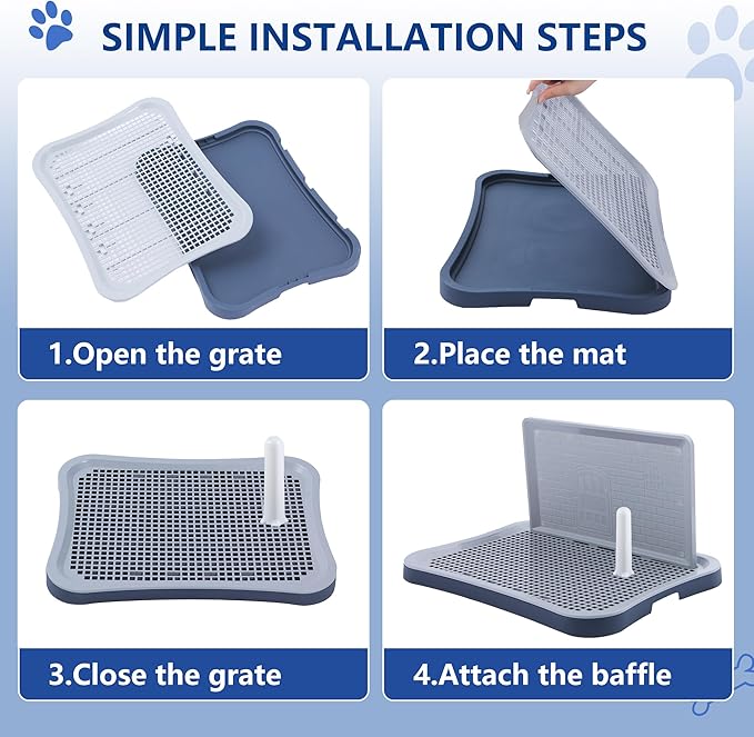 Pee Pad Holder, Indoor Potty Tray for Puppy and Small Size Dog with Pee Wall, Non-Skid Feet, 20 * 15.4 * 1.4 inch (Large)