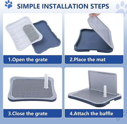 Pee Pad Holder, Indoor Potty Tray for Puppy and Small Size Dog with Pee Wall, Non-Skid Feet, 20 * 15.4 * 1.4 inch (Large)