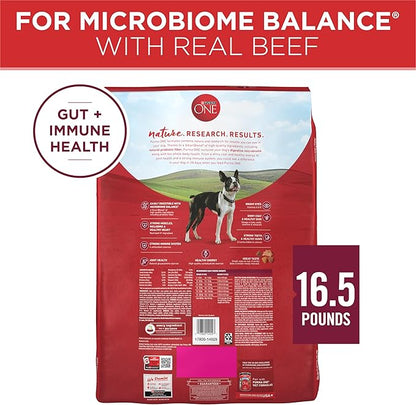 Purina ONE Small Bites Beef and Rice Formula Small High Protein Dry Dog Food Natural With Added Vitamins, Minerals and Nutrients - 16.5 lb. Bag