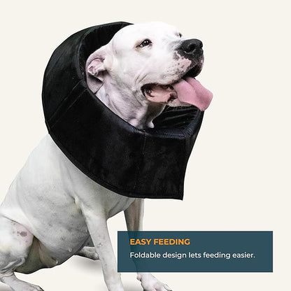 Dog Cone Collar Adjustable After Surgery, Protective Soft Dog Cone, Elizabethan Dogs Collar (Black, S [Neck Girth: 11.4"-14.2"])