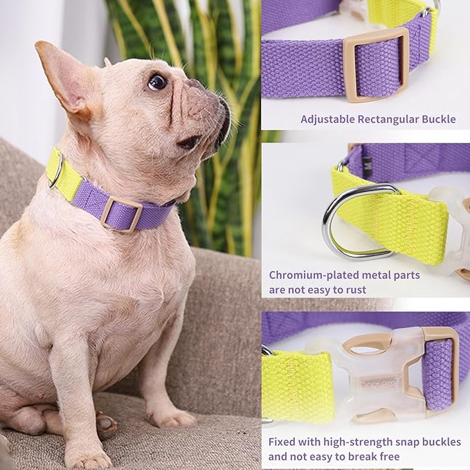 No Pull Dog Harness and Leash Set, Dog Collar, Step in Dog Halter Harness with Poop Bag Holder, Adjustable Lightweight Cotton Straps Suitable for Small Medium Large Dogs Outdoor Walking Running Hiking