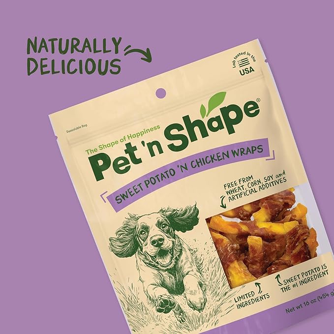 Pet 'n Shape Sweet Potato Chews – Natural Chicken Wrapped Sweet Potato Dog Treats - 42 Ounce
