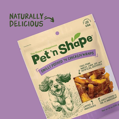 Pet 'n Shape Sweet Potato Chews Jerky Dog Treats - 1 Pound