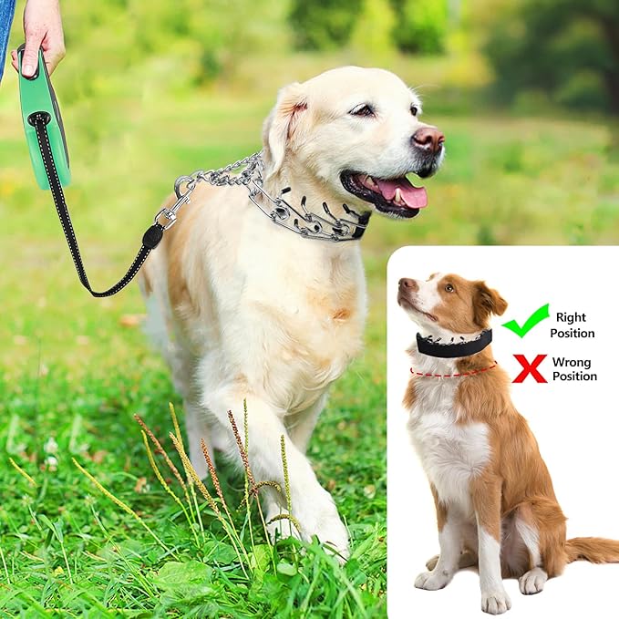 Prong Collar for Medium Dogs with Nylon Cover, Dog Pinch Collar,Dog Training Collar,High Strength Quick Release Buckle,Comfort Rubber Tips (Black，3.0mm, 20-Inch)