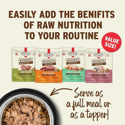 Primal Freeze Dried Raw Dog Food Nuggets, Beef, Complete & Balanced Meal, Also Use as Topper or Treat, Premium, Healthy, Grain Free, High Protein Raw Dog Food, 30 oz