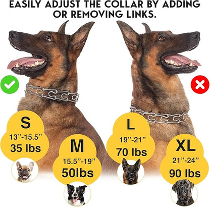 PetJett ProTrainer Prong Collar for Dogs - Choke Collar for Dogs, Pinch Collar for Dog Adjustable No Pull Training Collar for Small Medium Large Dog - Safety Durable Stainless Steel Metal Choker Chain