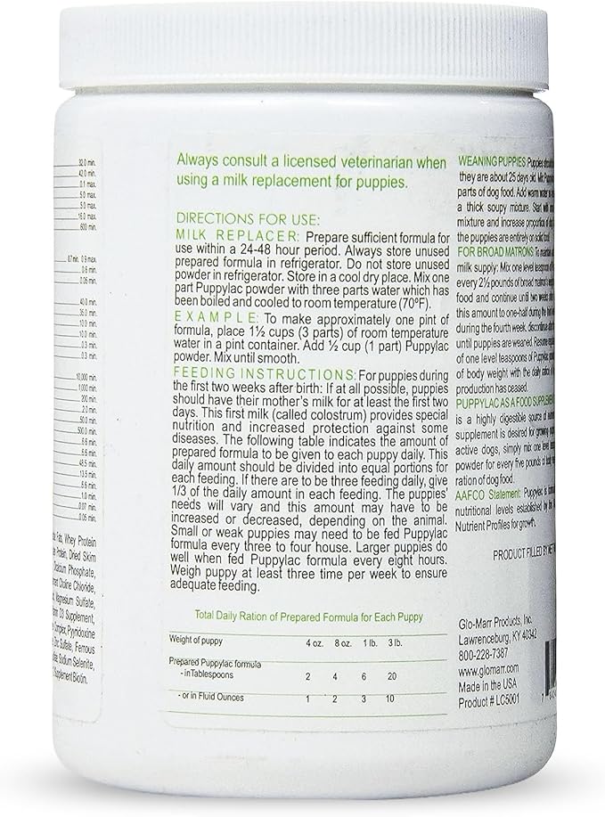 Balance Puppylac Milk Replacement for Puppies and Dogs - Supplement Powder for Newborn and Weaning Dogs - Supports Hleathy Weight Gain - Gentle on Stomach - AAFCO Growth Formula - Made in USA - 12oz