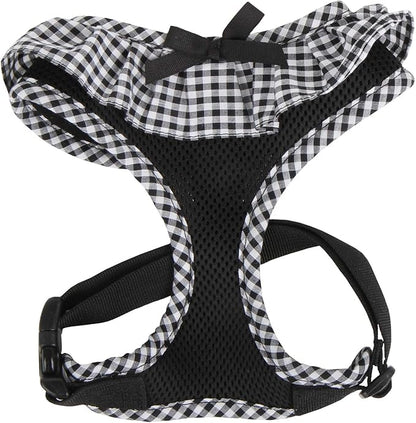 Puppia Vivien Dog Harness Over-the-Head All Season Cute No Pull No Choke Walking Training Adjustable for Small Dog, Black, X-Small