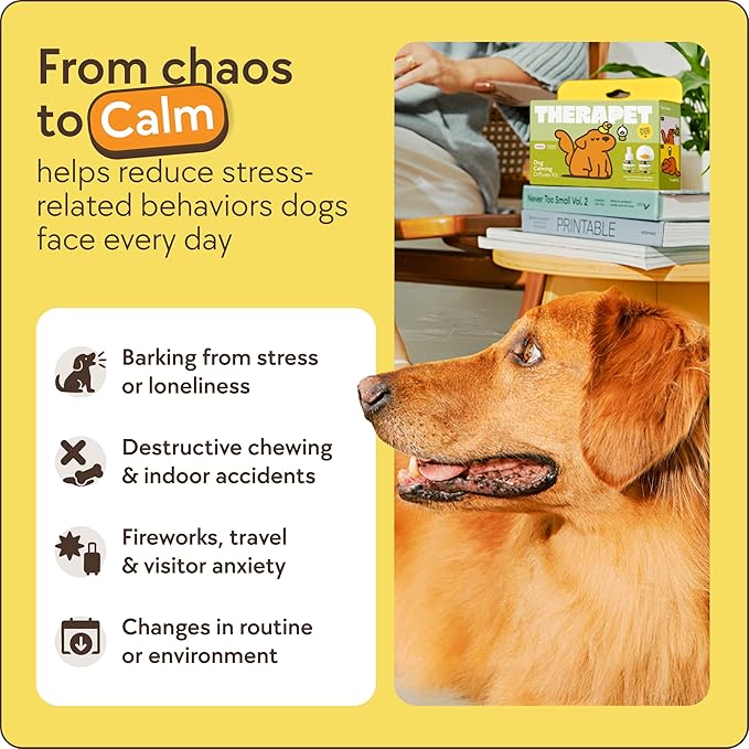 TherapetMD Dog Calming Diffuser - for Stress, Destructive Behavior, Pee Accidents, Separation Anxiety, Barking, Aggression & Chewing - 2 count Refill Included 30-Day each - Packaging May Vary