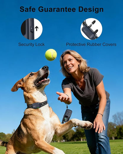 Jugbow Dog Shock Collar - 4500FT Dog Training Collar with Remote, IPX8 Waterproof Electric Dog Collar with 4 Training Modes, Security Lock, Rechargeable eCollar for 10-120lbs Dogs(Navy Blue)
