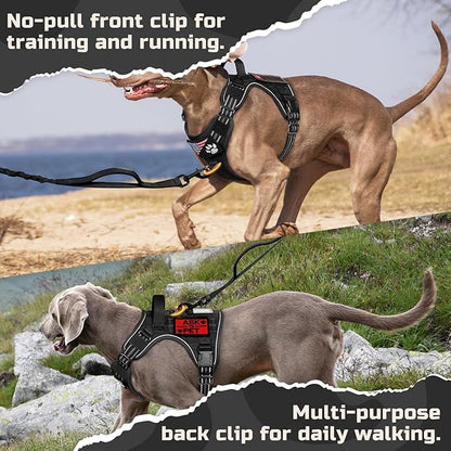 rabbitgoo Tactical Dog Harness for Large Dogs, No Pull Military Service Vest with Handle & Molle, Easy Control for Training Walking, Adjustable Reflective Straps, Black, XL