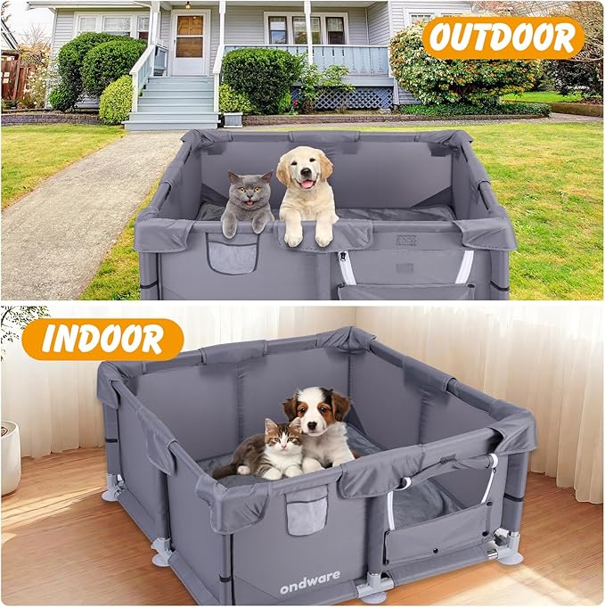 Puppy PlayPen, 28×28×15 in Dog Play Pen Indoors,Small Animals Playpen with Gate for Chick/Kitten/Puppy/Guinea Pig/Rabbits/Hamster/Chinchillas