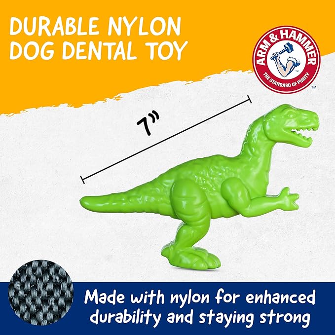 Arm & Hammer for Pets Nubbies Dental Toys T-Rex Dental Chew Toy for Dogs Best Dog Chew Toy for Moderate Chewers Reduces Plaque & Tartar Buildup Without Brushing, Mint Flavor (Pack of 24)