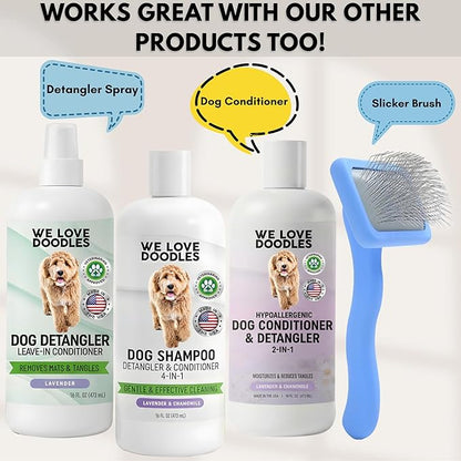 Dog Shampoo, Conditioner & Detangler - Best Shampoo for Goldendoodles, Poodles & Doodles Pet Hair - Hypoallergenic, Tearless, Sensitive Skin for Puppies & All Dog Breeds - Made in USA, 16OZ (Lavender)