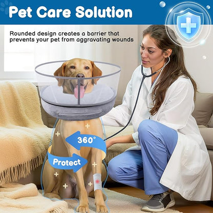 BARKLESS Dog Donut Collar, 2-in-1 Inflatable Dog Collars for After Surgery to Stop Licking Wounds, Patented Protective Donut Cone with High Shield for Small and Medium Pets (Grey, M+)