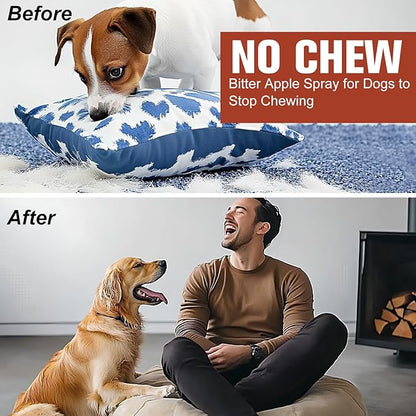 No Chew Spray for Dogs and Cats - Bitter Apple Spray to Stop Chewing Furniture, Shoes, Wires - Natural, Safe Training Aid for Puppies & Cats to Stop Biting,Alcohol-Free (4.06 Fl Oz)