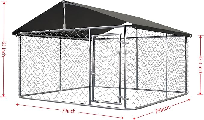 Petony Outdoor Dog Playpen Heavy Duty Dog Kennel House Mesh Dog Big Cage Pet Kennel Steel Fence with Secure Lock (6.56‘x 6.56’)