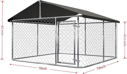 Petony Outdoor Dog Playpen Heavy Duty Dog Kennel House Mesh Dog Big Cage Pet Kennel Steel Fence with Secure Lock (6.56‘x 6.56’)