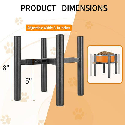 PROERR Lifted Dog Bowl Stand - Without Bowls, Single Raise Pet Food Table Adjustable Wide 6-10", Tall 8 10 12" - Bowl Stand Size Optional, Dog Bowls Holder Elevated for Small Medium Large Dogs Breed