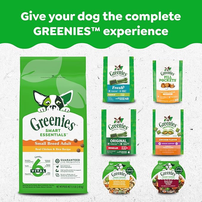 Greenies Veterinarian-Recommended Adult Natural Dental Dog Treats Petite Size, Dog Dental Chews, Original Flavor, 27 oz. Pack, 45 Count