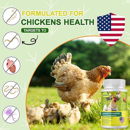 Dewormer for Chickens, Laying Hens, Poultry & More, Fenbendazole for All Wormers, Tapeworms, Roundworms & Hookworms, 20ml
