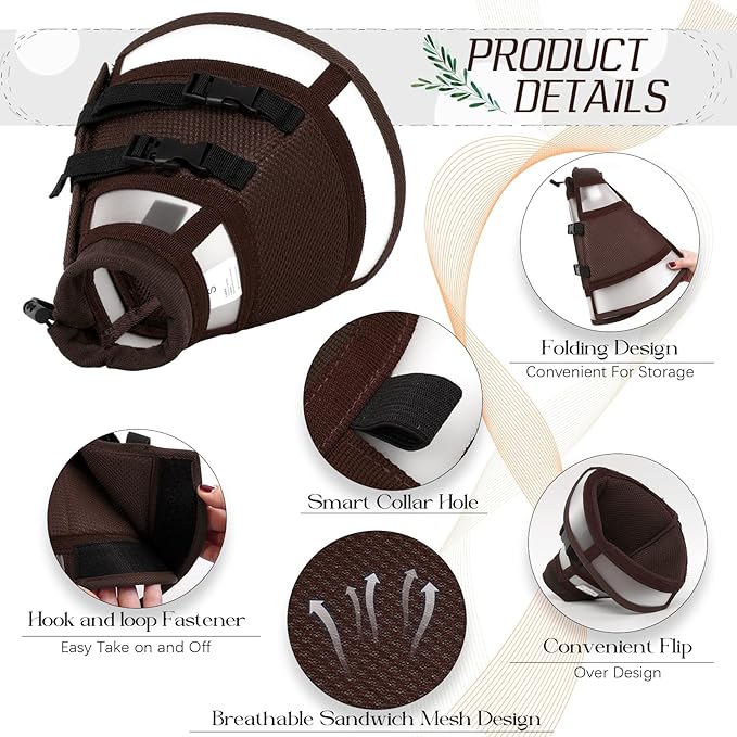 Dora Bridal Dog Cone Collar for Large Dogs After Surgery, Soft Comfy Recovery Pet Cone Alternative, Adjustable Elizabethan Collar for Dogs to Stop Licking, Brown, L